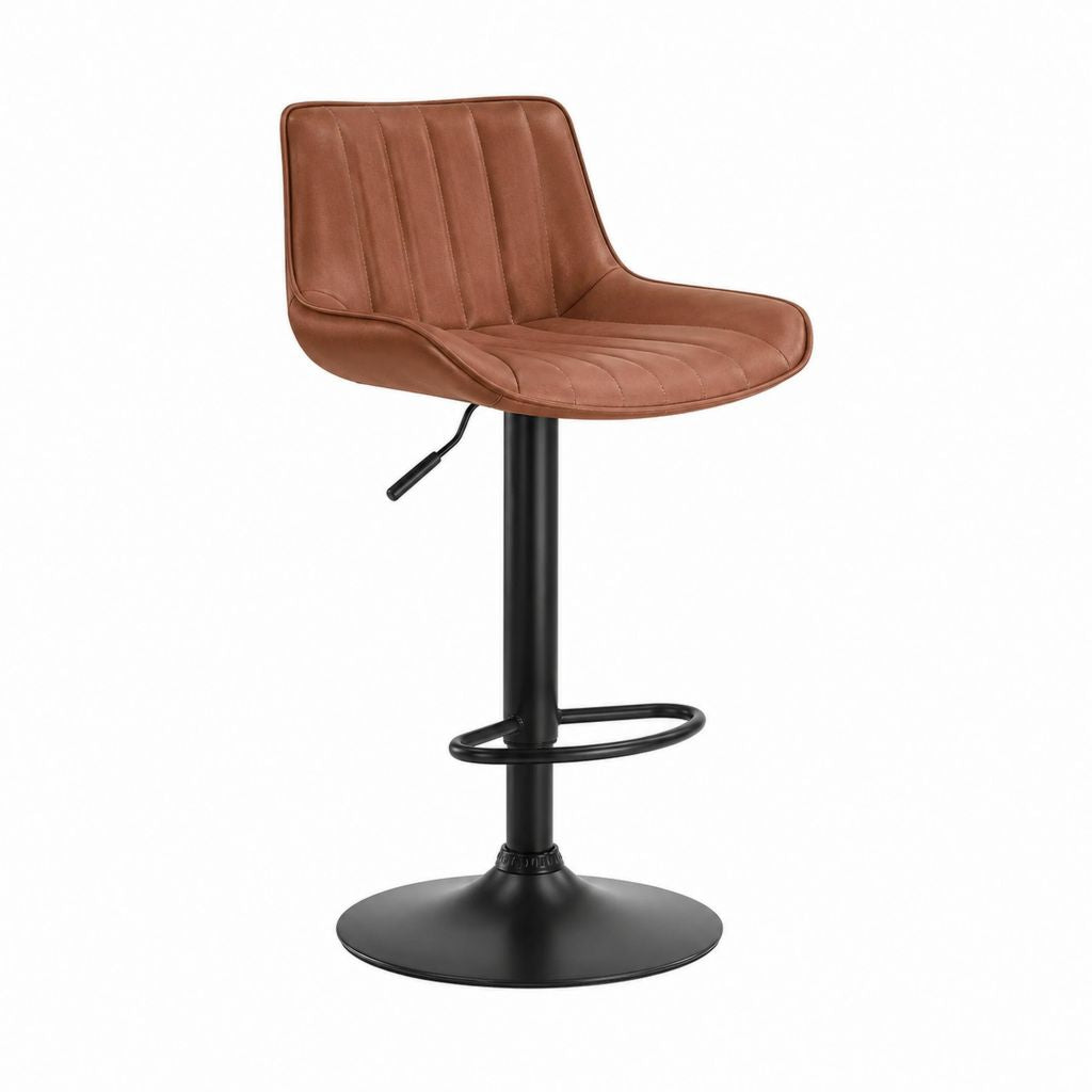 Drehbarer höhenverstellbarer Barhocker braun PU-Kunstleder Stahl Rundfuß 49 x 52 x 93-114 cm