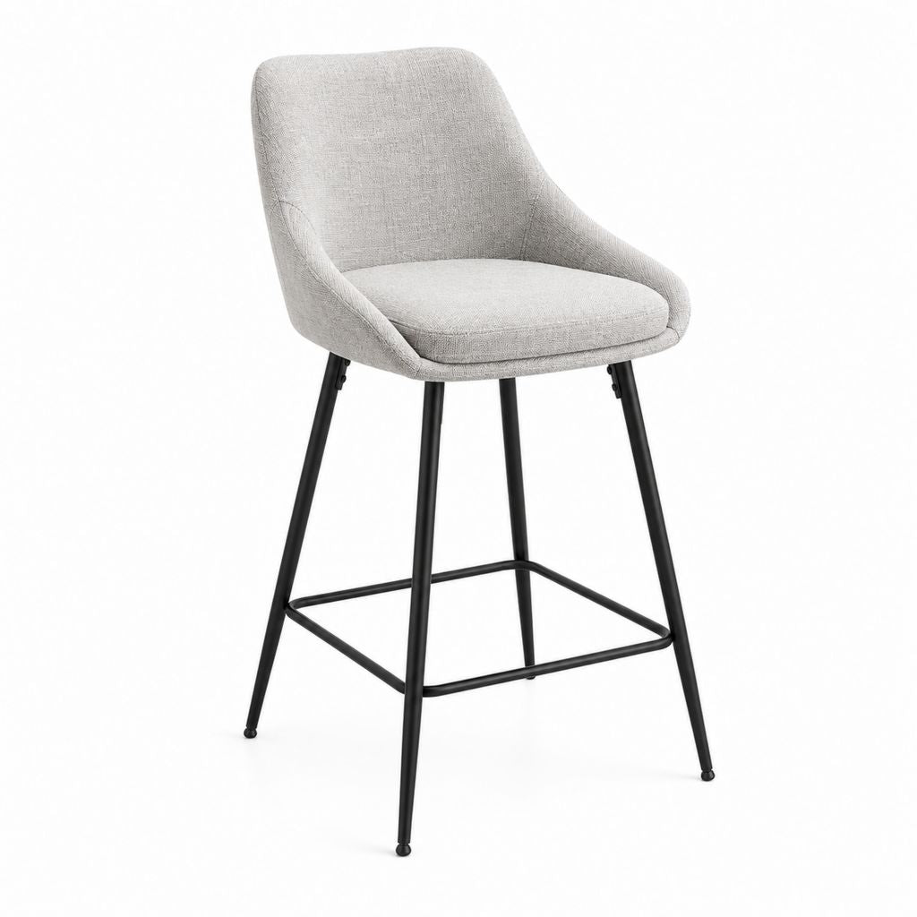 Barhocker mit Rückenlehne Hellgrau Polyester Stahl 55 x 55 x 100 cm Sitzhöhe 75 cm