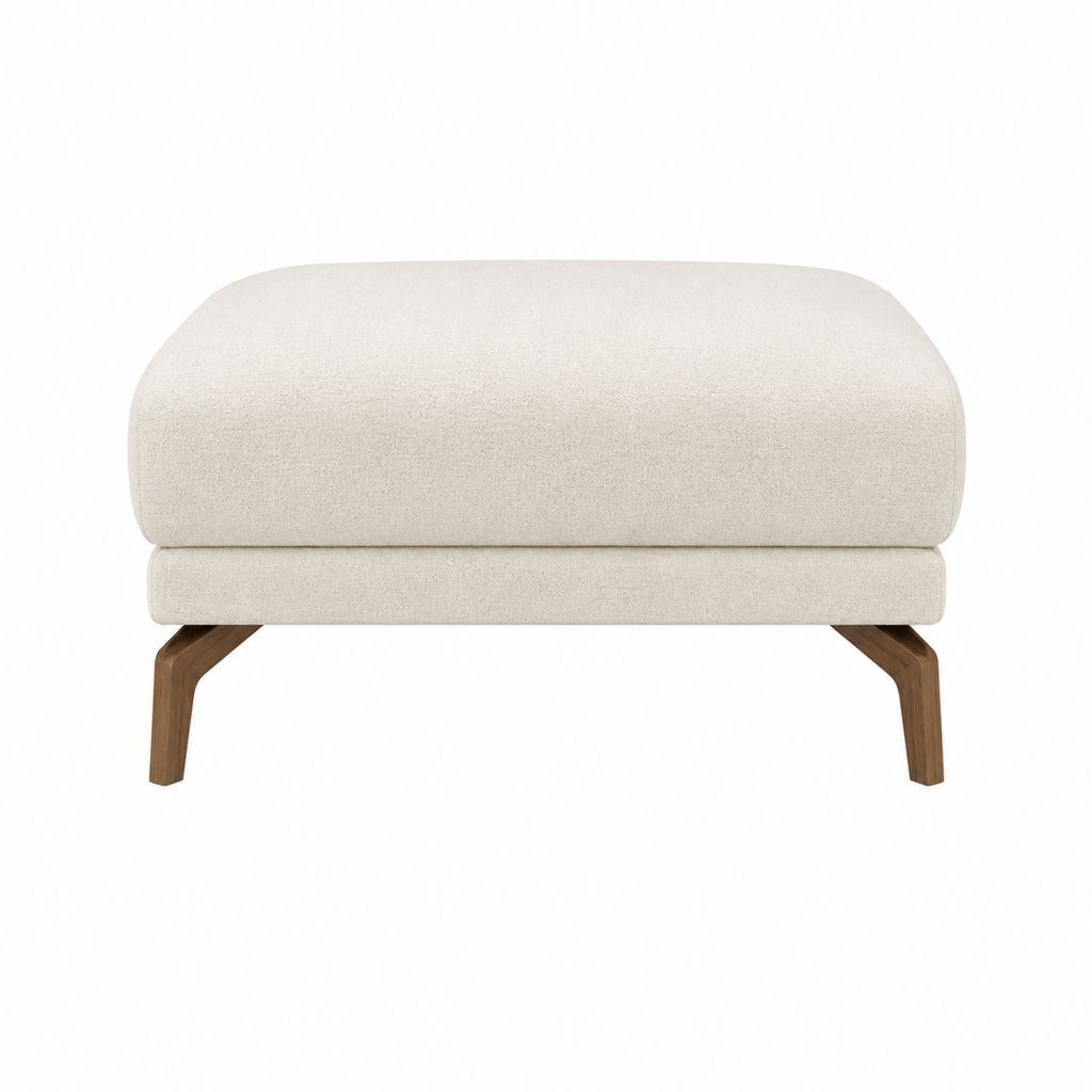 Fußhocker Creme mit Polyesterbezug und Massivholzbeinen 80 x 55 x 45 cm