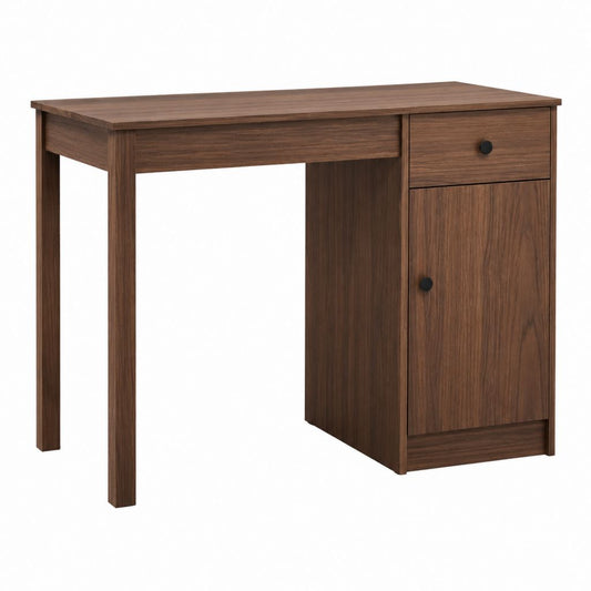 Schreibtisch mit Schublade und Tür Nussbaumdekor Spanplatte rechteckig 100 x 50 x 75 cm