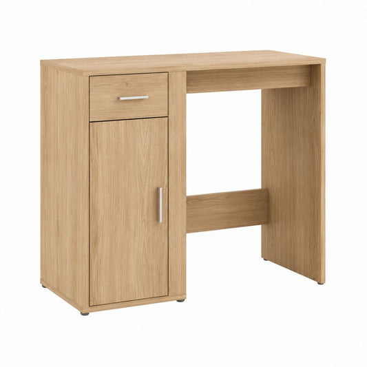 Schreibtisch mit Schrank und Schublade Eiche Dekor Spanplatte rechteckig 100 x 50 x 75 cm