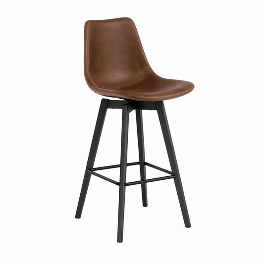 Barhocker Braun mit PU-Kunstlederbezug und Stahlgestell 44 x 50 x 100 cm Sitzhöhe 75 cm