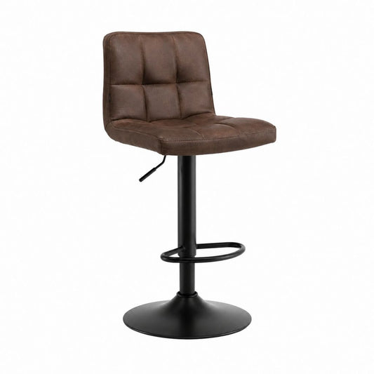 Barhocker Braun mit PU-Kunstleder und Stahlgestell höhenverstellbar 45 x 38 x 93-114 cm