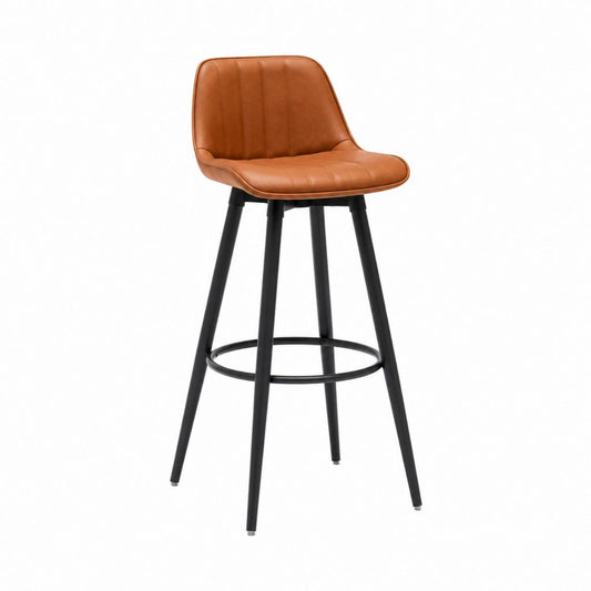 Barhocker Braun aus PU-Kunstleder mit schwarzem Stahlgestell 46 x 52 x 99 cm