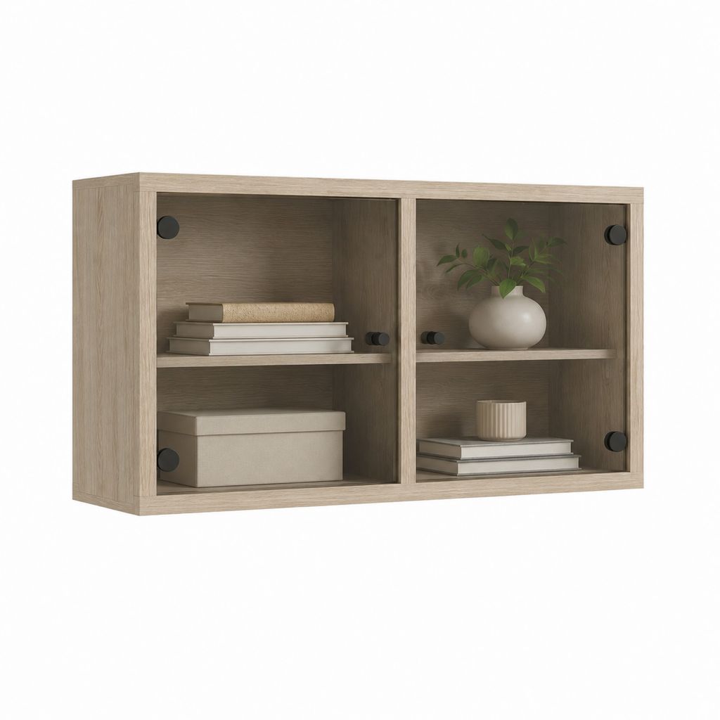 Hängeschrank mit Glastüren Eiche-Optik Spanplatte 80 x 40 x 30 cm