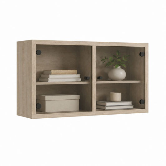 Hängeschrank mit Glastüren Eiche-Optik Spanplatte 80 x 40 x 30 cm