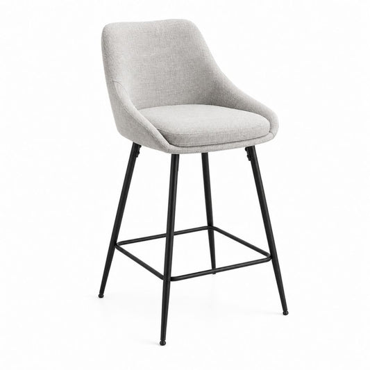 Barhocker mit Rückenlehne Hellgrau Polyester Stahl 55 x 55 x 100 cm Sitzhöhe 75 cm