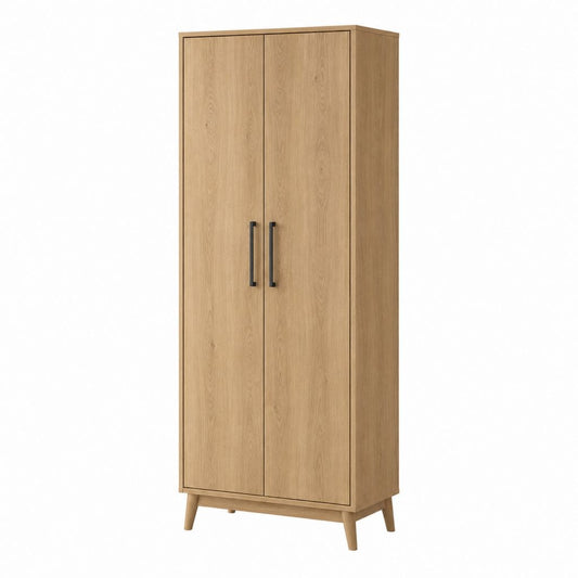 Kleiderschrank 2-türig Eiche Natur Spanplatte rechteckig 80 x 180 x 50 cm