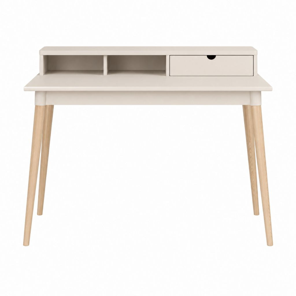 Schreibtisch mit Aufsatz Weiß MDF und Massivholz rechteckig 100 x 50 x 90 cm