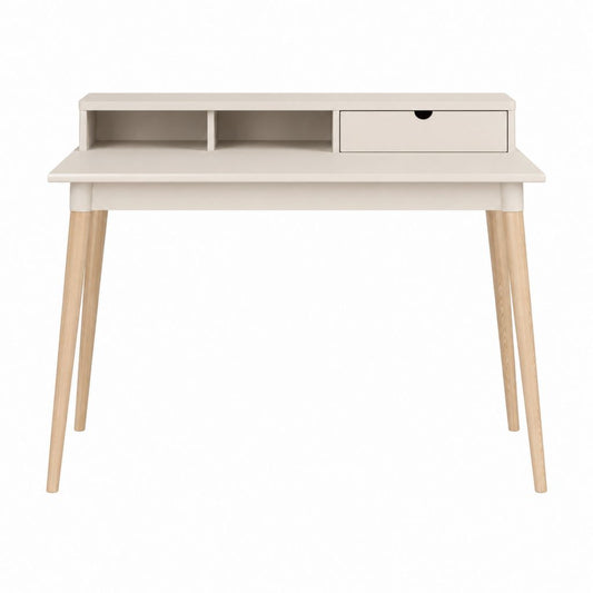 Schreibtisch mit Aufsatz Weiß MDF und Massivholz rechteckig 100 x 50 x 90 cm