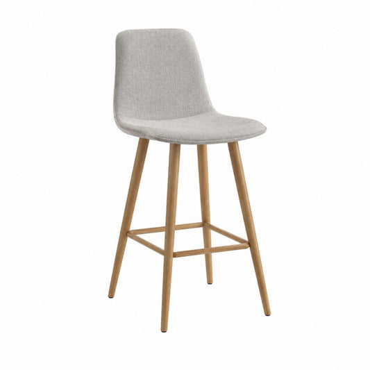 Barhocker Hellgrau mit Polyesterbezug und Massivholzgestell 45 x 52 x 96 cm