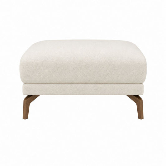 Fußhocker Creme mit Polyesterbezug und Massivholzbeinen 80 x 55 x 45 cm